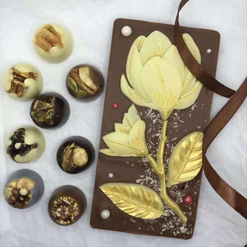 La tablette de chocolat au thème floral