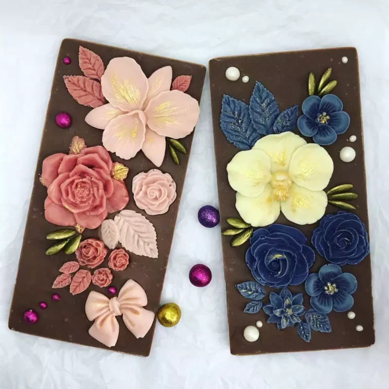 La tablette de chocolat au thème floral