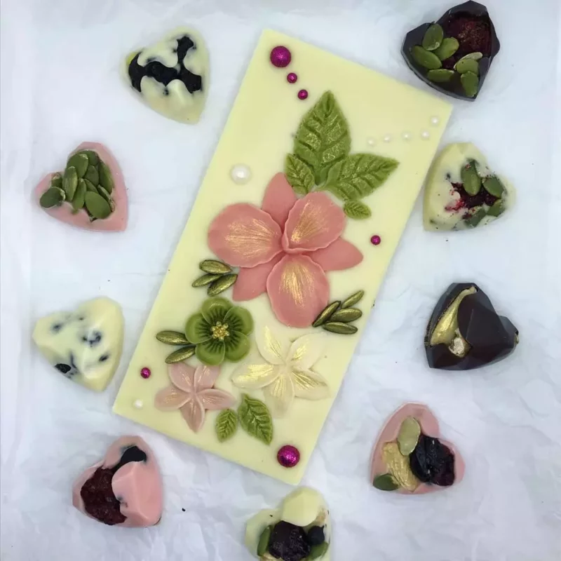 La tablette de chocolat au thème floral