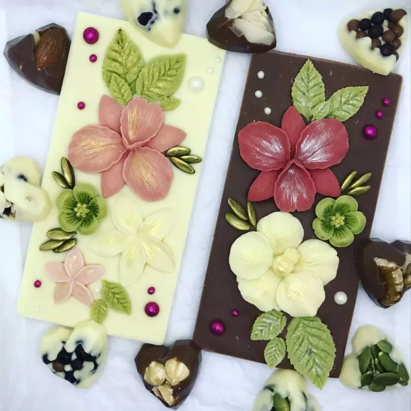 La tablette de chocolat au thème floral