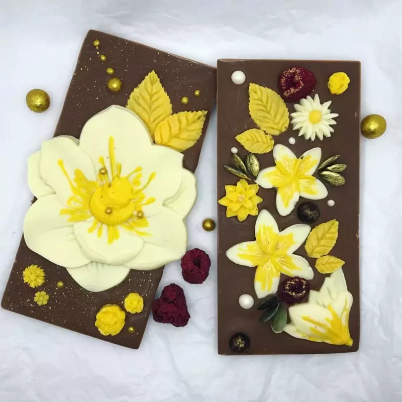 La tablette de chocolat au thème floral