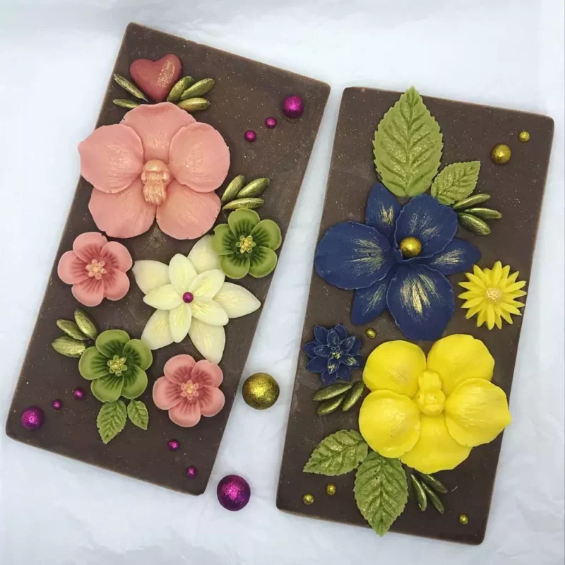 La tablette de chocolat au thème floral