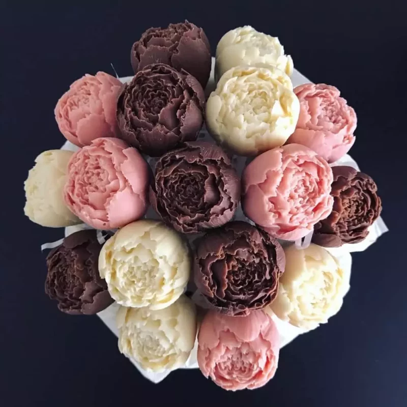 Bouquet de pivoines en chocolat