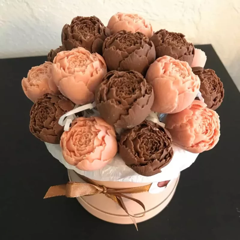 Bouquet de pivoines en chocolat