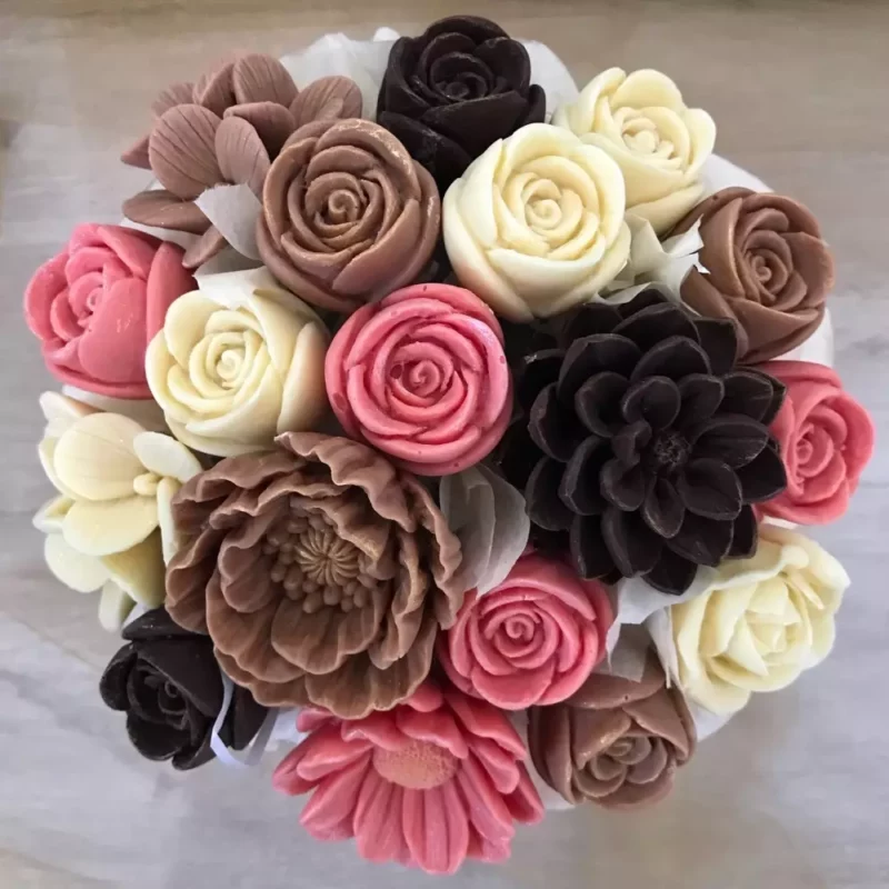 Bouquet de fleurs en chocolat