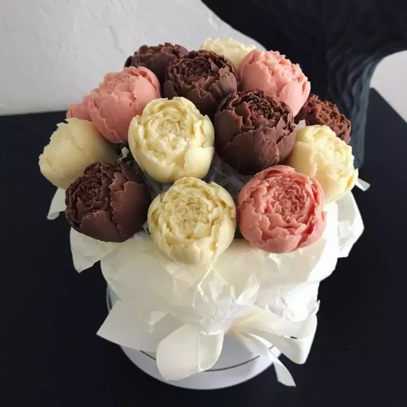 Bouquet de pivoines en chocolat