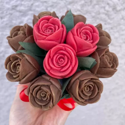 Petit bouquet de fleurs en chocolat