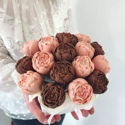 Bouquet de pivoines en chocolat