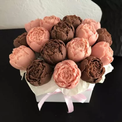 Bouquet de pivoines en chocolat