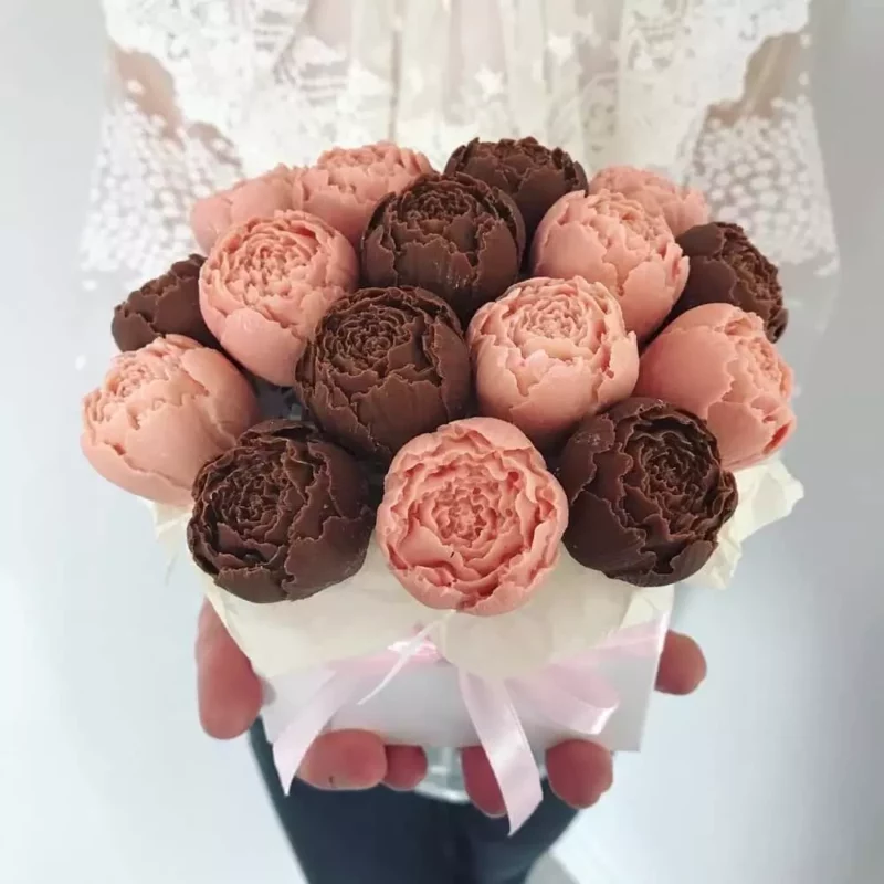 Bouquet de pivoines en chocolat