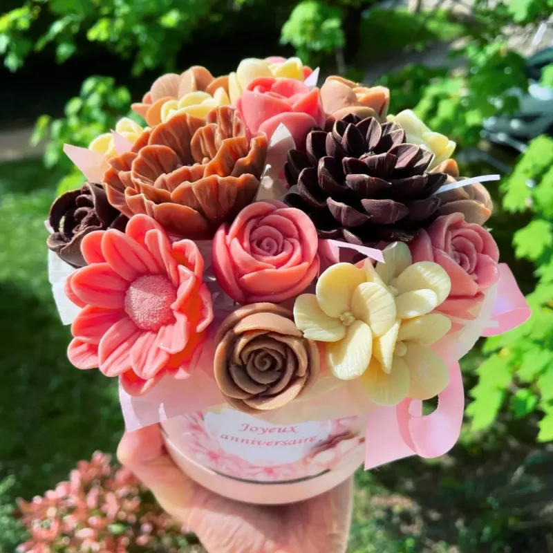 Bouquet de fleurs en chocolat