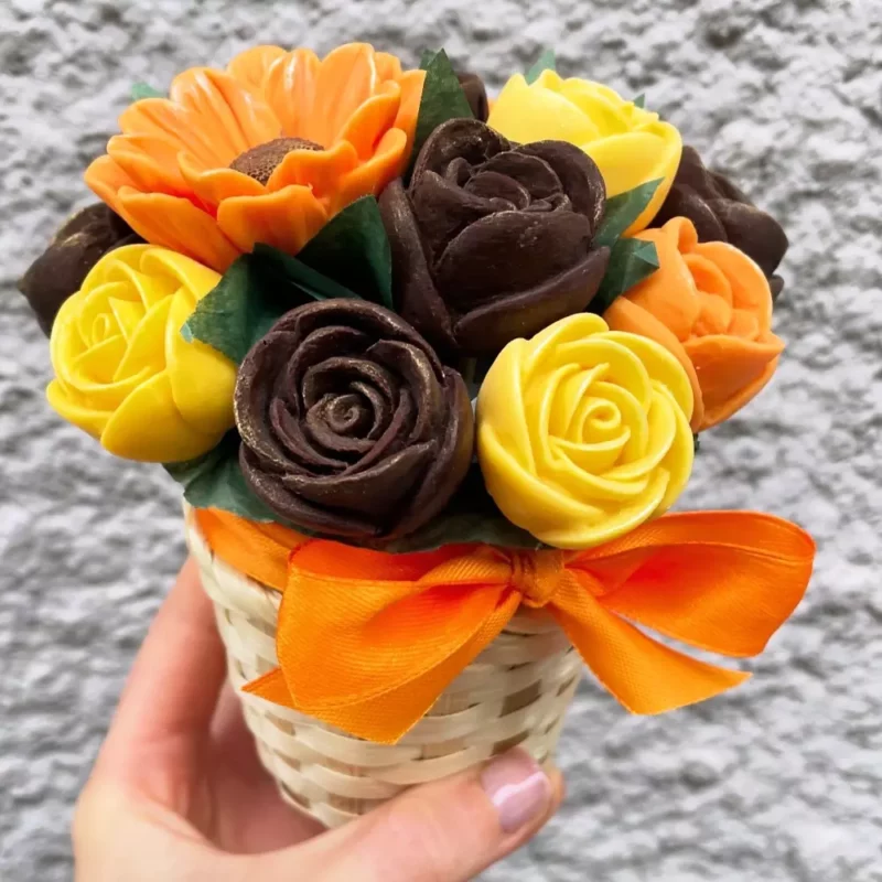 Petit bouquet de fleurs en chocolat