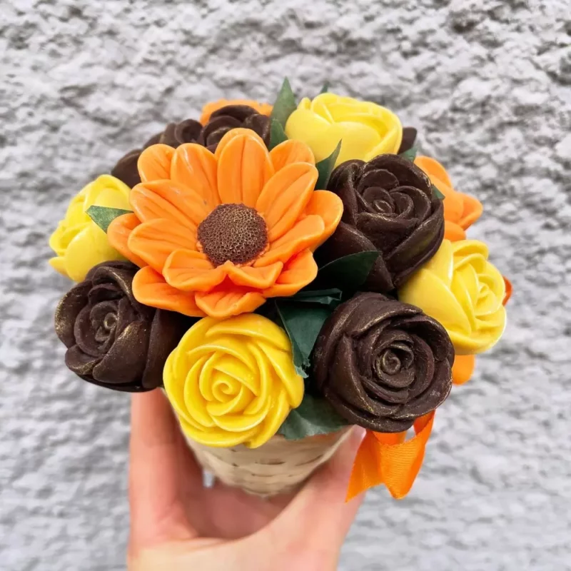 Petit bouquet de fleurs en chocolat