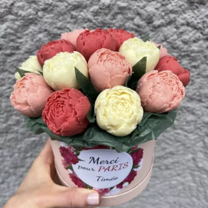 Bouquet de pivoines en chocolat